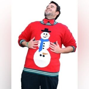 Red Snowman Sweater wool/acrylic funny‎ humor holiday party novelty Christmas